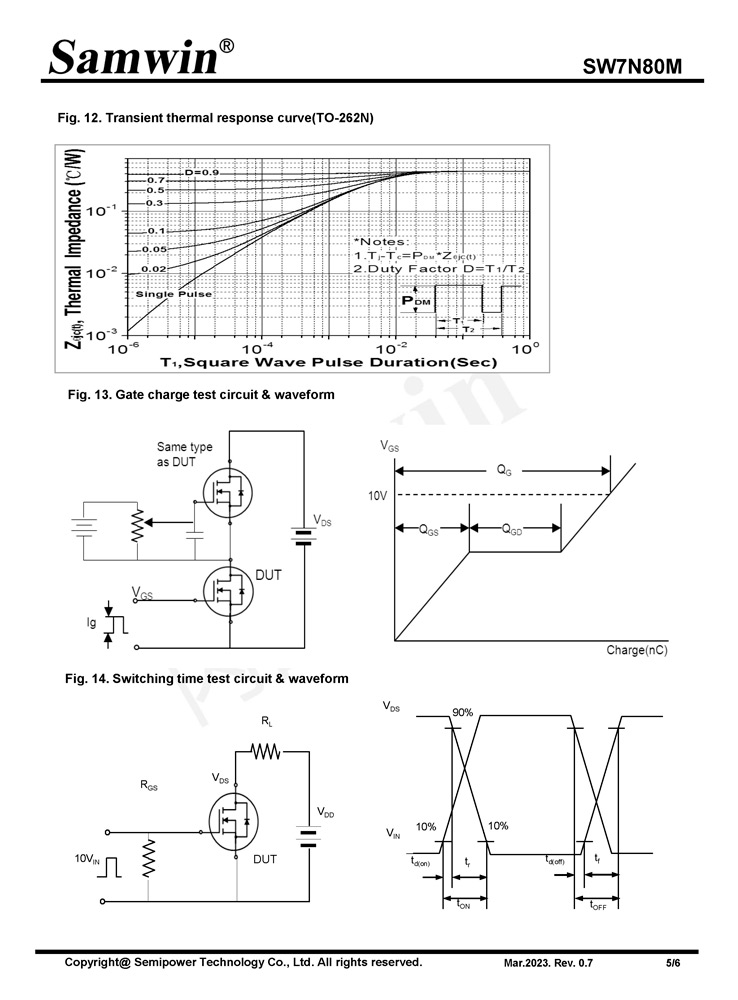 Samwin SW7N80M N-channel Enhanced mode TO-220F/TO-262N MOSFET